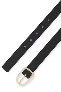 Leather belt with gold-tone buckle