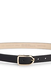 Leather belt with gold-tone buckle