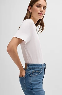 High-waisted cropped jeans blue comfort-stretch denim