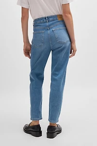High-waisted cropped jeans blue comfort-stretch denim