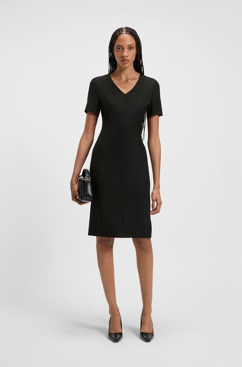 V-neck dress stretch fabric