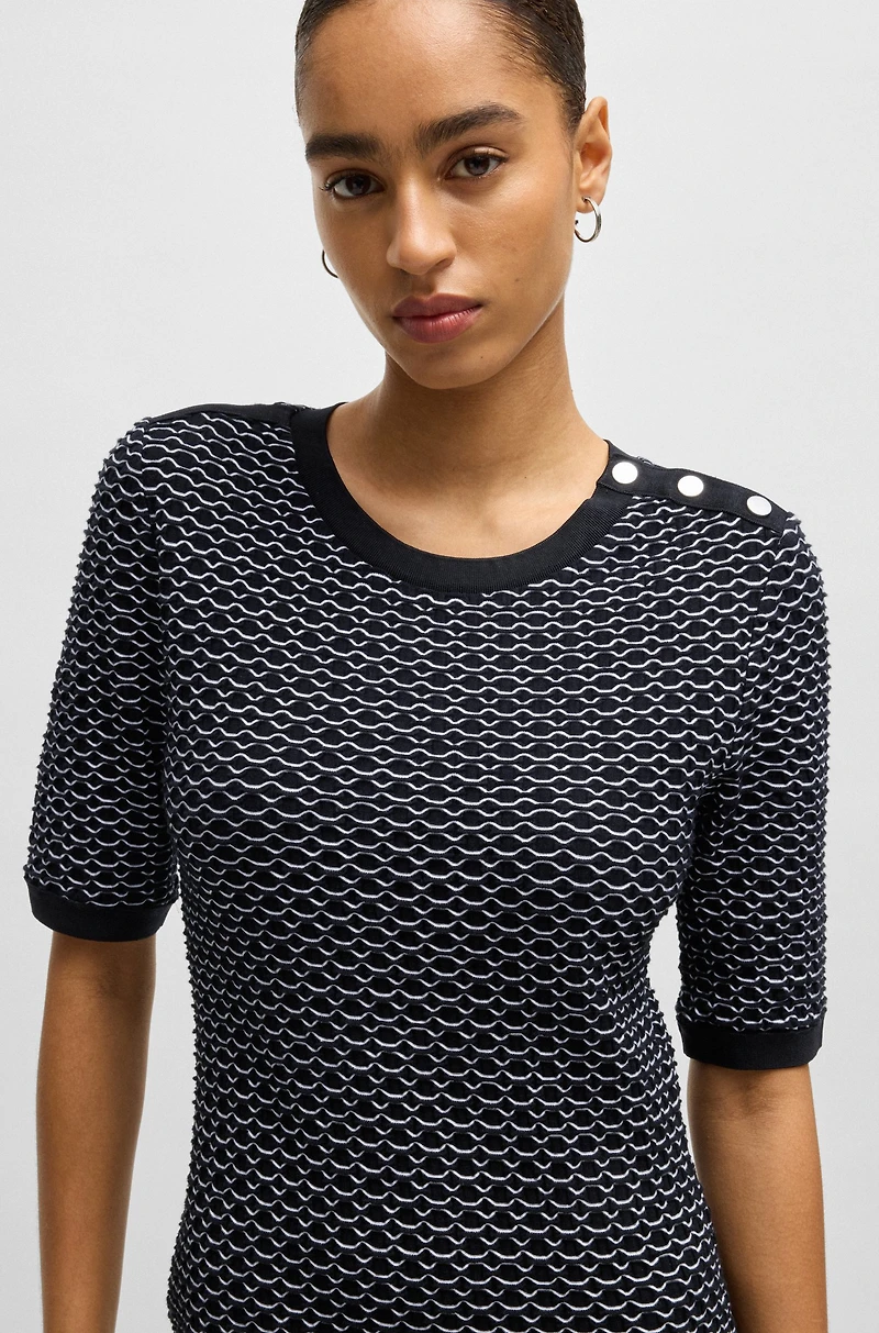 Structured-stripe dress stretch-cotton jersey