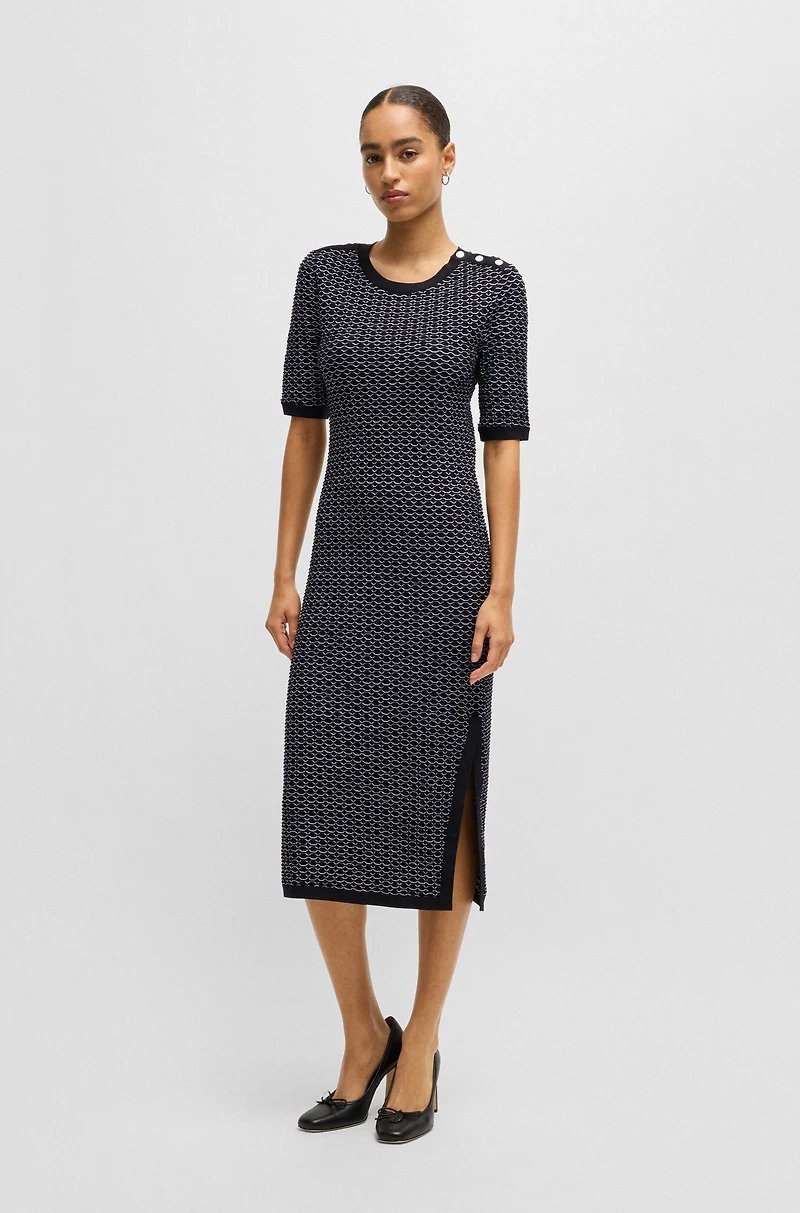 Structured-stripe dress stretch-cotton jersey