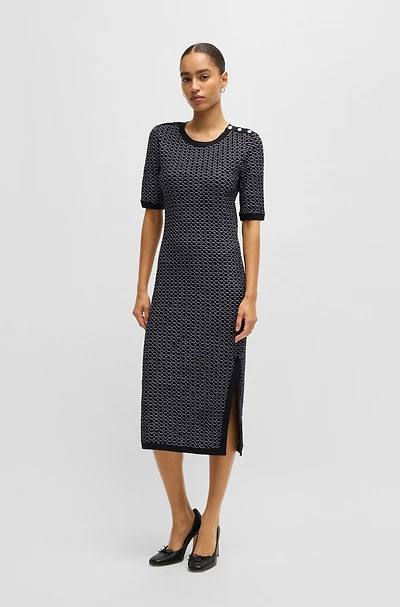 Structured-stripe dress stretch-cotton jersey