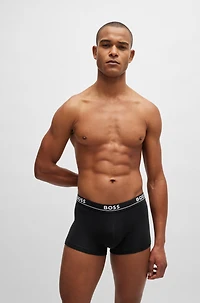 Three-pack of stretch-cotton trunks with logo waistbands