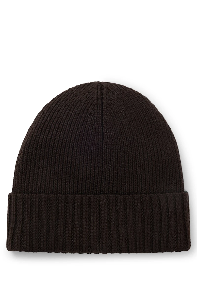 Logo-plaque beanie hat in virgin wool