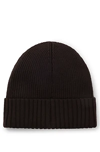 Logo-plaque beanie hat in virgin wool