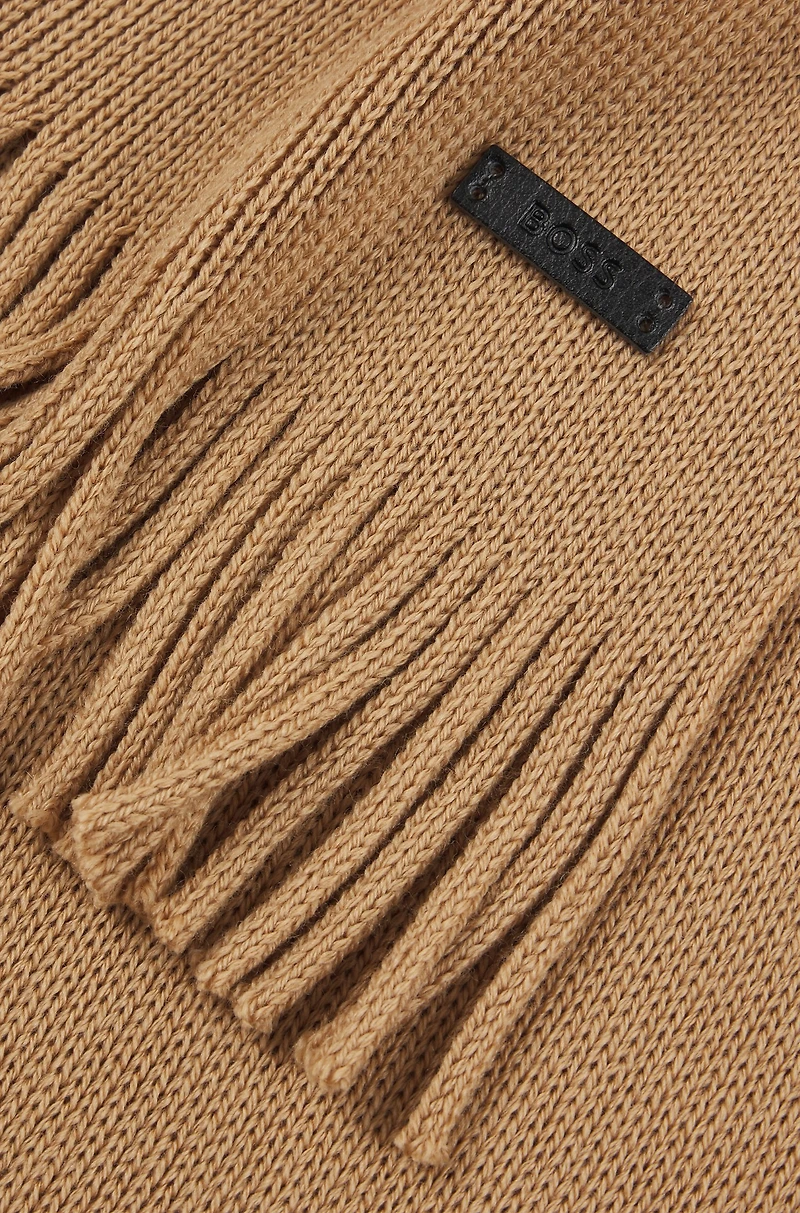 Raschel-knit scarf in merino wool