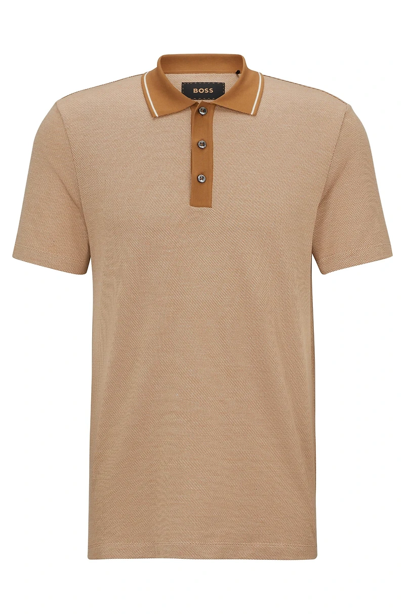 Slim-fit polo shirt structured cotton and silk