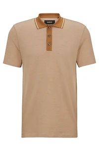 Slim-fit polo shirt structured cotton and silk