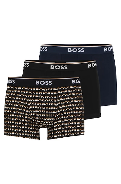 Three-pack of logo-waistband trunks stretch cotton