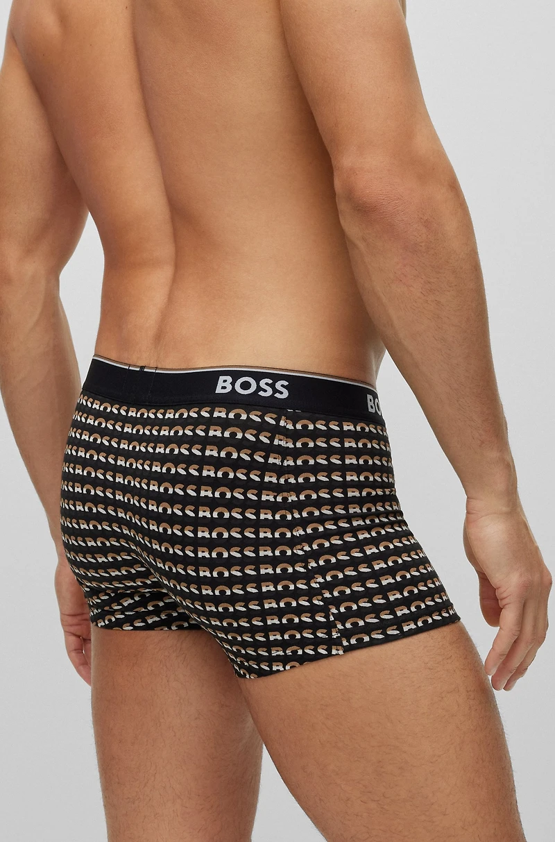 Three-pack of logo-waistband trunks stretch cotton