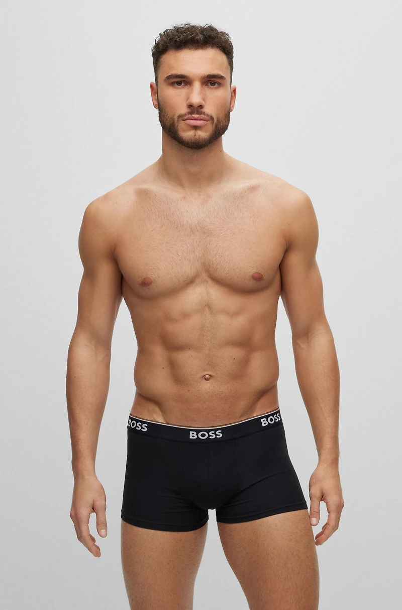 Three-pack of logo-waistband trunks stretch cotton
