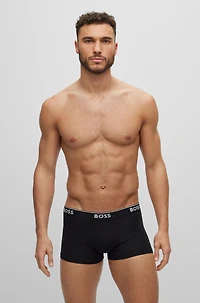 Three-pack of logo-waistband trunks stretch cotton