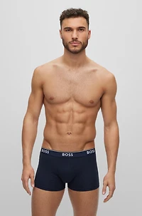 Three-pack of logo-waistband trunks stretch cotton