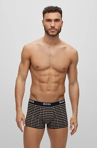 Three-pack of logo-waistband trunks stretch cotton