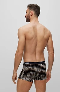 Three-pack of logo-waistband trunks stretch cotton