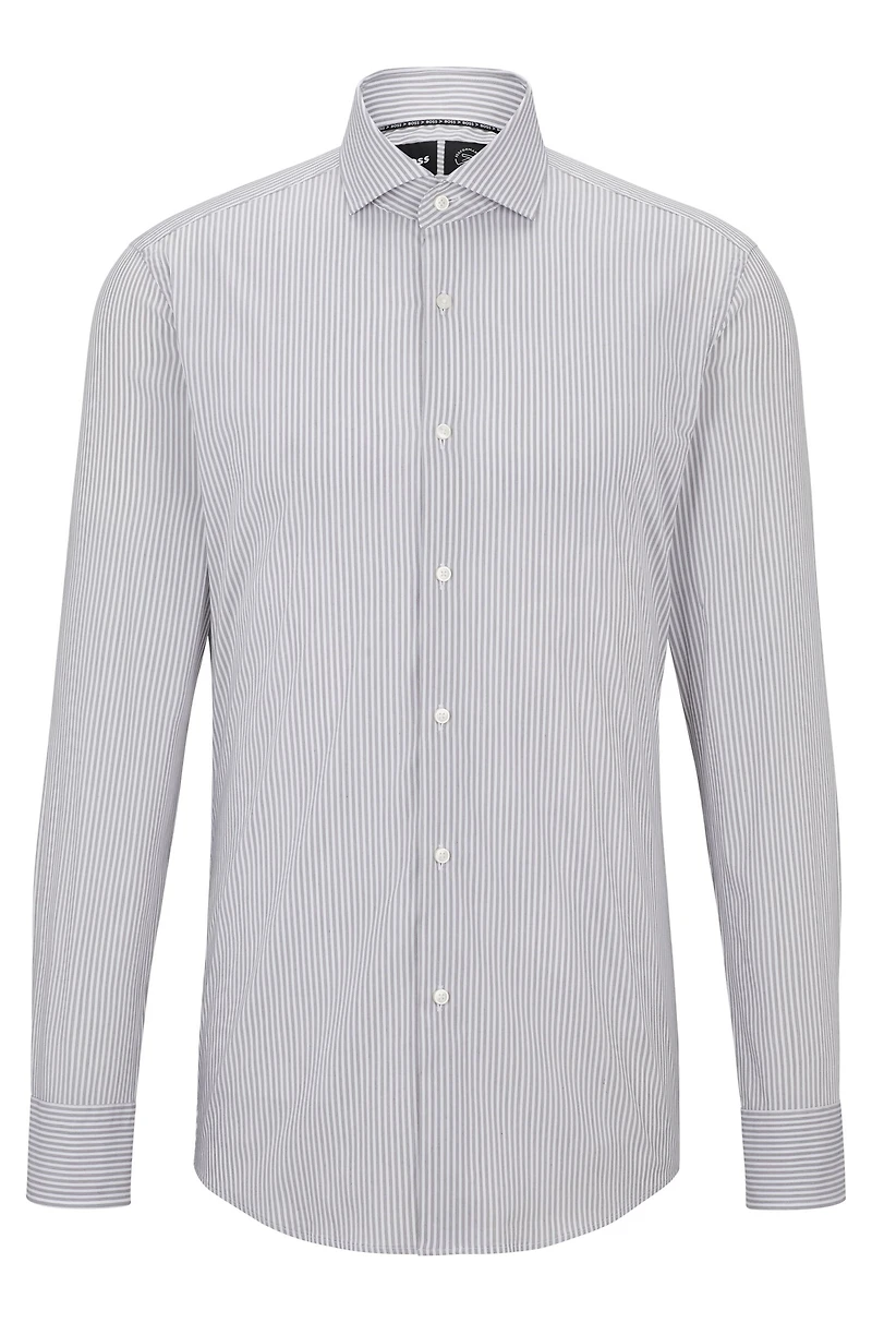 Slim-fit shirt striped performance-stretch fabric