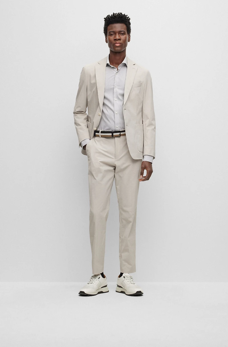 Slim-fit shirt striped performance-stretch fabric