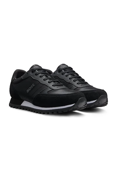 Running-inspired trainers with faux-leather trims