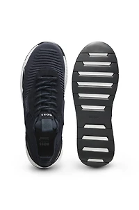 Knitted-upper trainers with branding and suede trims