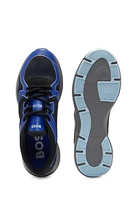 Mixed-material trainers with rubberized faux leather