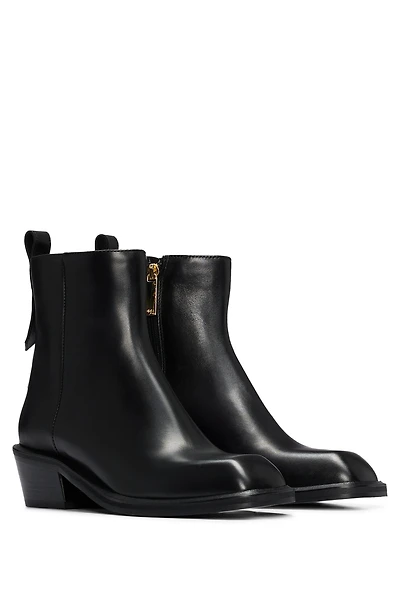 Italian-made ankle boots leather with squared toe