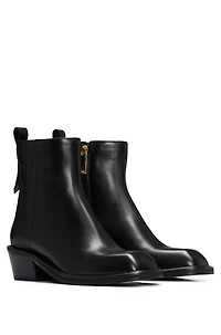 Italian-made ankle boots leather with squared toe