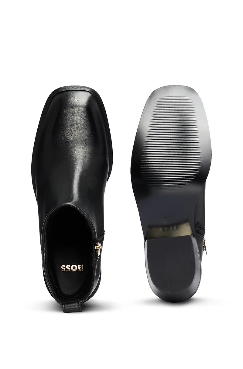 Italian-made ankle boots leather with squared toe