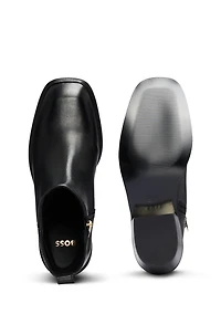 Italian-made ankle boots leather with squared toe