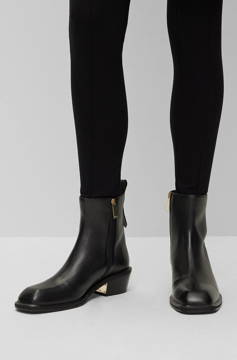 Italian-made ankle boots leather with squared toe