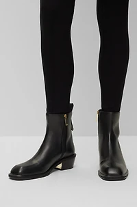 Italian-made ankle boots leather with squared toe