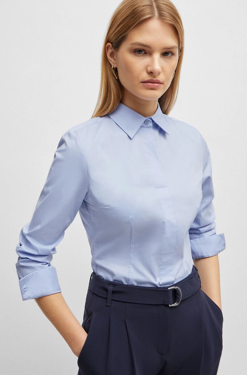 Slim-fit blouse a stretch cotton