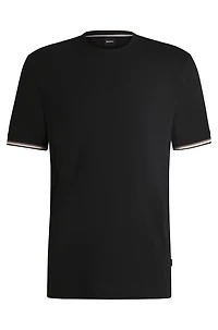 Cotton-jersey T-shirt with signature-stripe cuffs