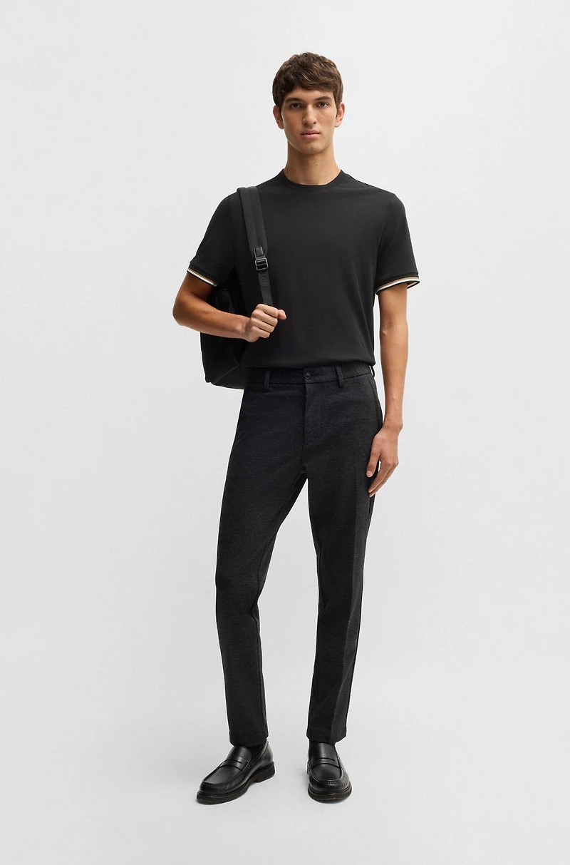 Cotton-jersey T-shirt with signature-stripe cuffs