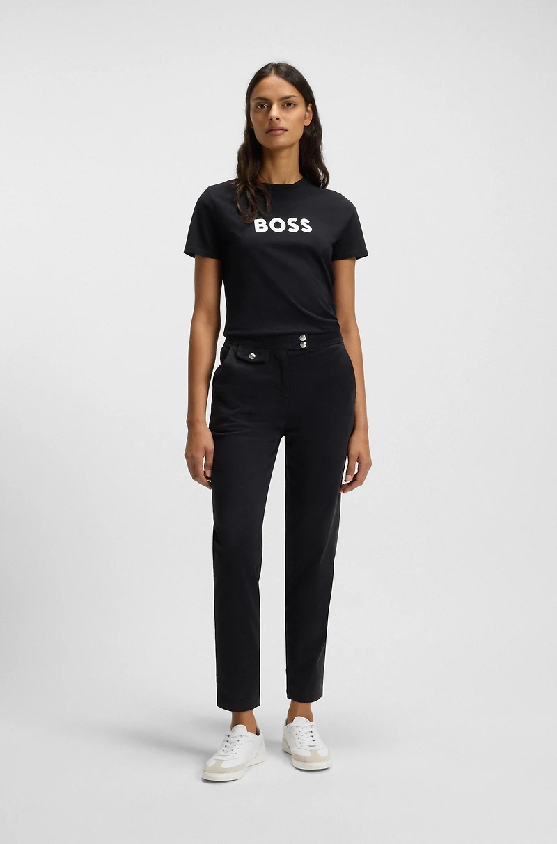 Cotton T-shirt with contrast logo stripe