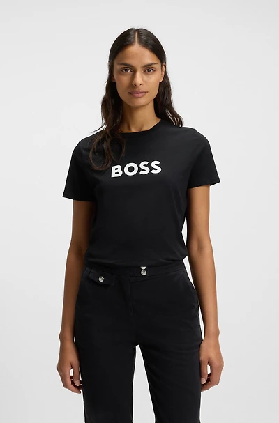 Cotton T-shirt with contrast logo stripe
