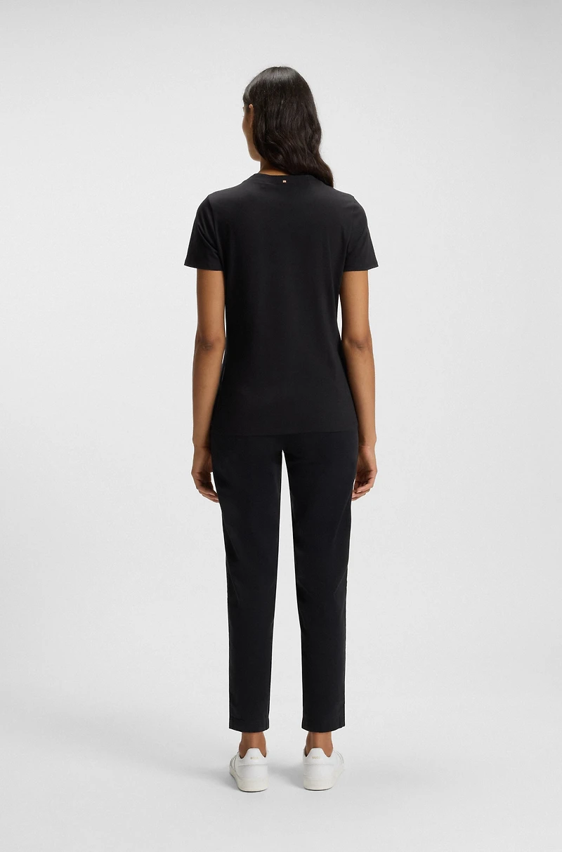 Cotton T-shirt with contrast logo stripe