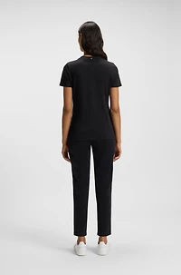 Cotton T-shirt with contrast logo stripe