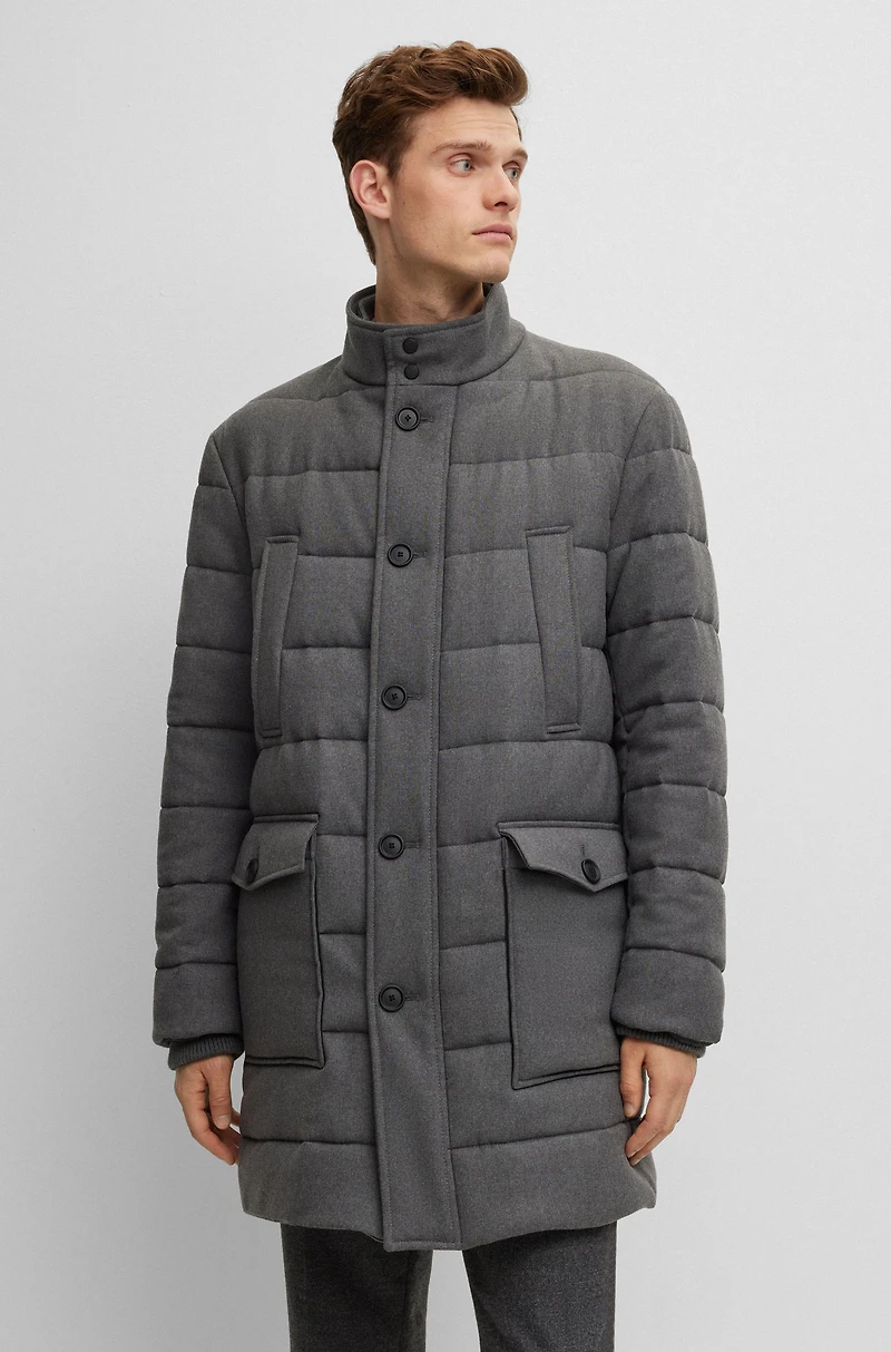 Regular-fit padded coat a stretch wool blend