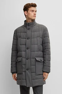 Regular-fit padded coat a stretch wool blend