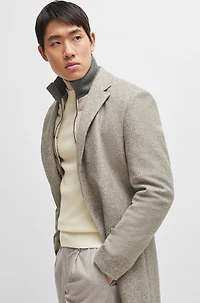 Slim-fit coat wool blend with zip-up inner