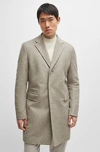 Slim-fit coat wool blend with zip-up inner