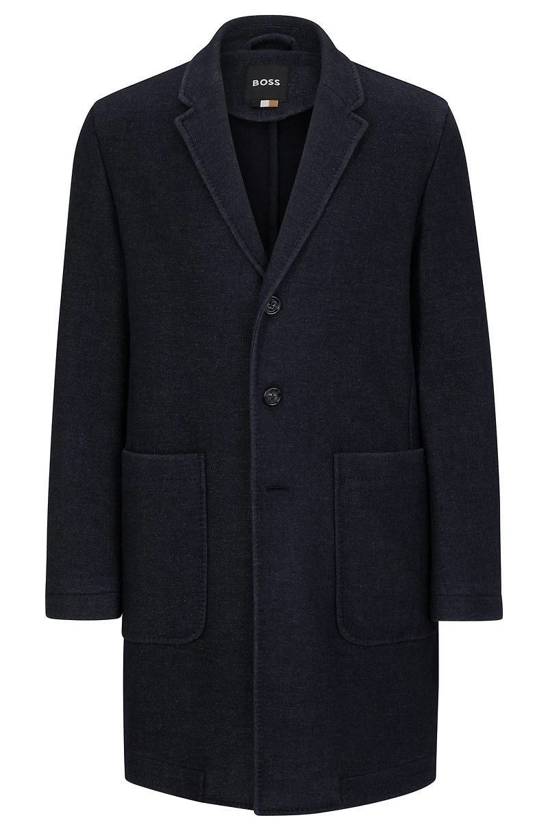 Slim-fit coat a micro-patterned wool blend