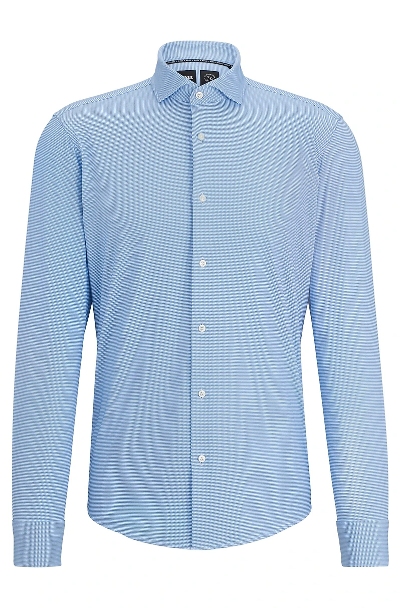 Regular-fit shirt structured performance-stretch material
