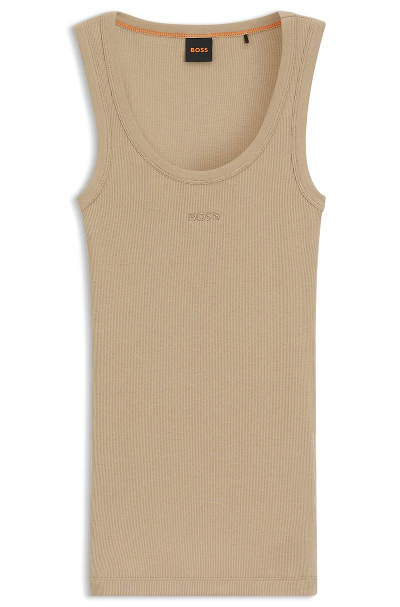 Stretch-cotton slim-fit top with ribbed structure