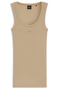 Stretch-cotton slim-fit top with ribbed structure