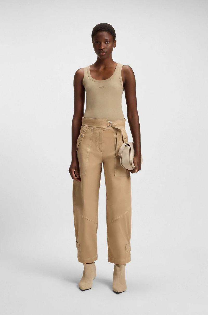 Stretch-cotton slim-fit top with ribbed structure