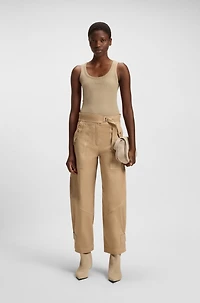 Stretch-cotton slim-fit top with ribbed structure