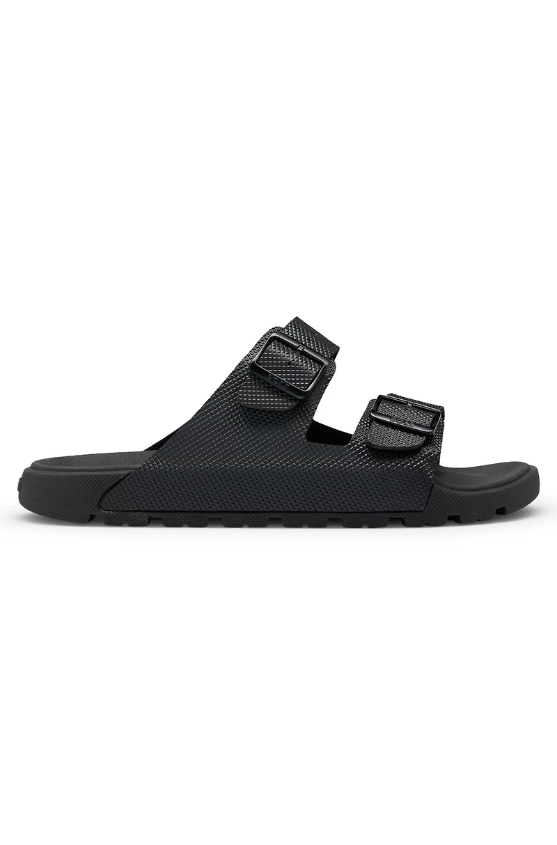 All-gender twin-strap sandals with structured uppers